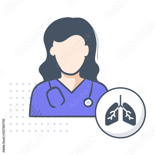 Pulmonologist Icon, Respiratory Health and Lung Care, Pulmonary Medicine Symbol