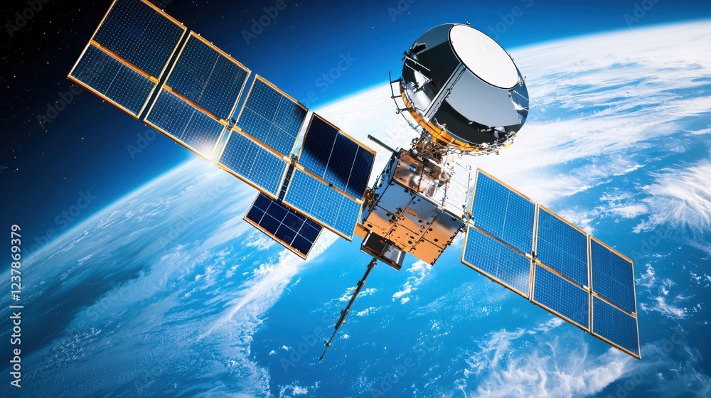 Obraz premium Satellite Orbiting Earth High Resolution Space Technology Image