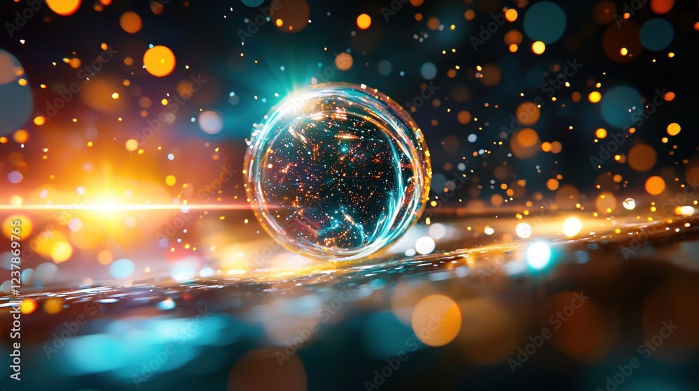 Glowing Orb in a Sparkling Universe Abstract Background Image Glowing Orb in a Sparkling Universe Abstract Background Image