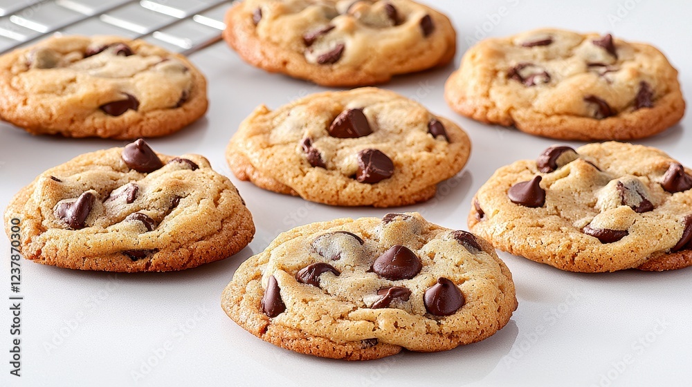 Golden Brown Chocolate Chip Cookies on White Surface Golden Brown Chocolate Chip Cookies on White Surface