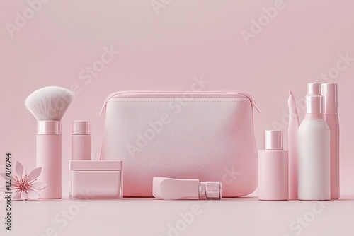 Wallpaper Mural Beauty essentials display modern studio product photography soft pink palette close-up view aesthetic inspiration Torontodigital.ca