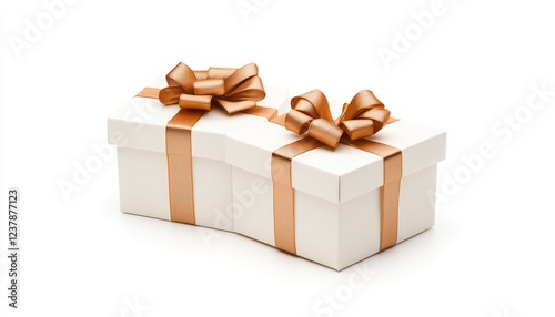 Elegant white gift boxes with golden ribbons arranged beautifully for celebrations and events