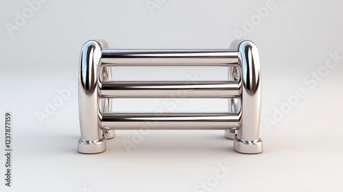 Metallic Railing With Three Horizontal Bars