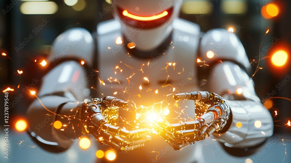 Futuristic Robot Creates Energy Sparks Innovation Technology Futuristic Robot Creates Energy Sparks Innovation Technology
