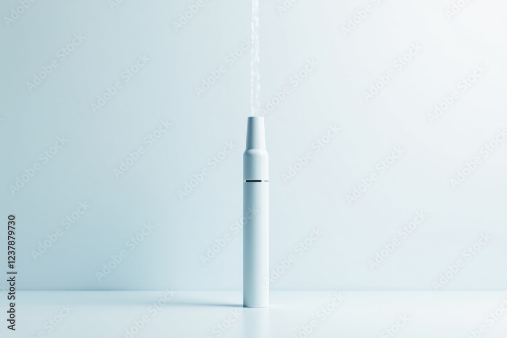 A Cylindrical Container Receiving a Continuous Flow of Liquid Against a Light Blue Background A Cylindrical Container Receiving a Continuous Flow of Liquid Against a Light Blue Background