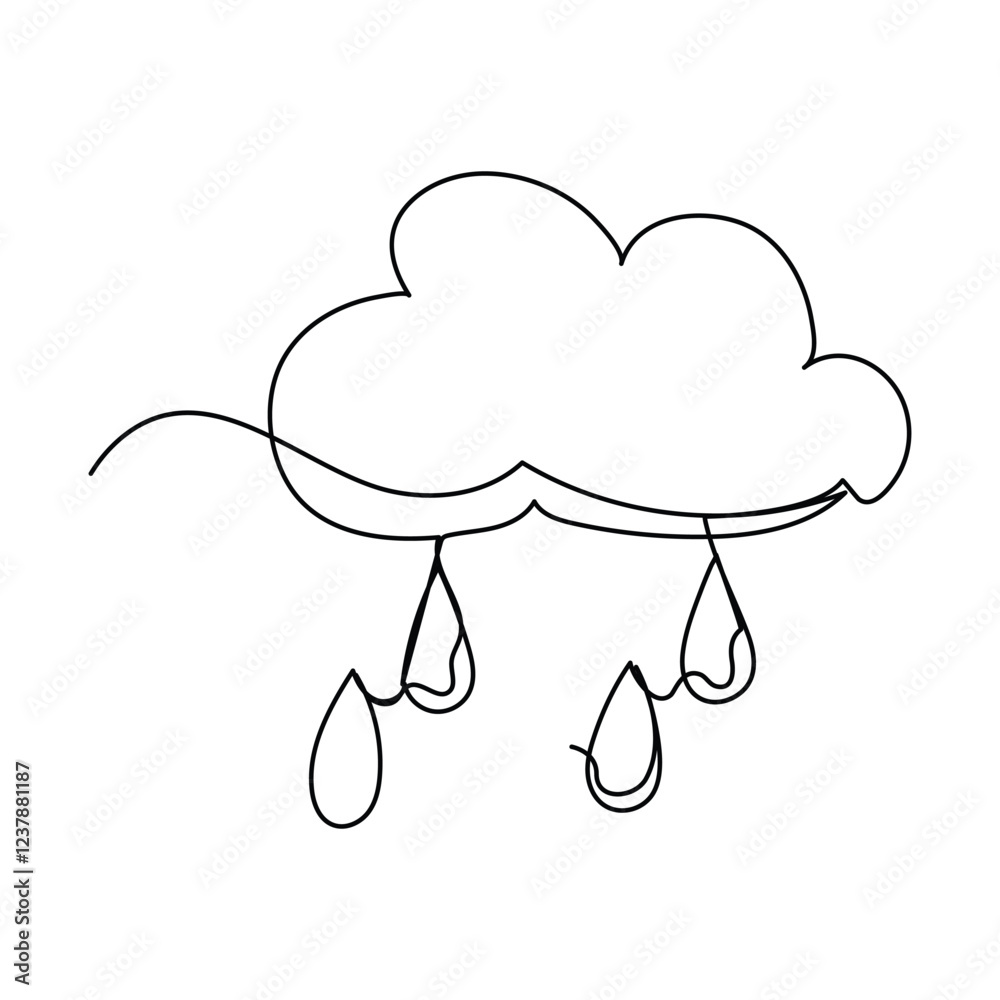One continuous line drawing of Sky clouds white. Clouds concept. Doodle vector illustration in simple, One continuous line drawing of Sky clouds white. Clouds concept. Doodle vector illustration in simple,
