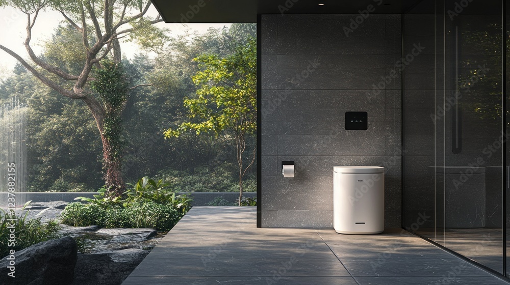 Obraz premium Serene Outdoor Bathroom Oasis with Modern Amenities