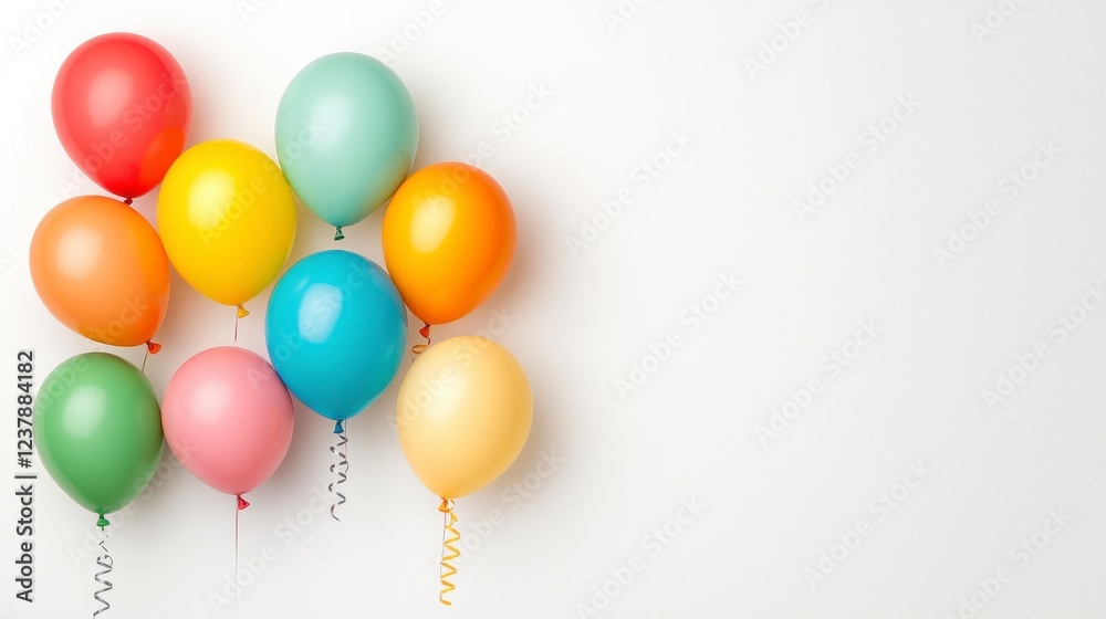 Pastel Balloons on White Background A Festive and Joyful Celebration Pastel Balloons on White Background A Festive and Joyful Celebration