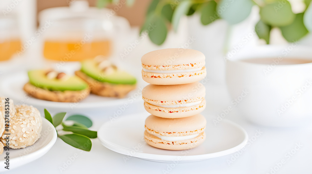 Vegan bakery display featuring pastel-colored macarons, avocado toast, and healthy baked goods, showcasing a vibrant and wholesome atmosphere for plant-based treats.
Vegan bakery display featuring pastel-colored macarons, avocado toast, and healthy baked goods, showcasing a vibrant and wholesome atmosphere for plant-based treats.