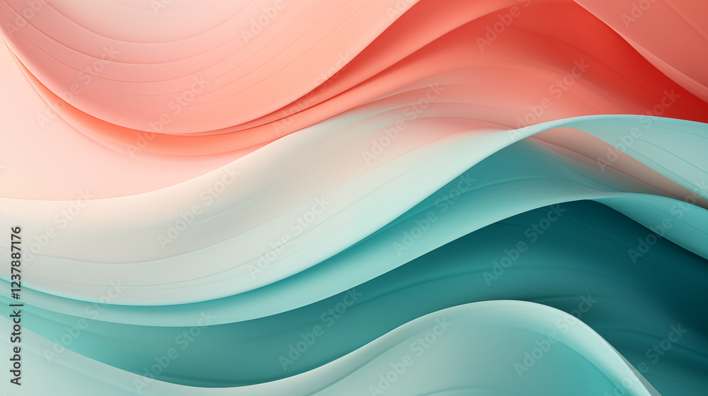 Fluid Abstract Waves in Teal and Coral with Soft Motion Design