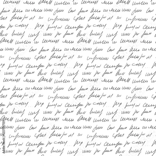 Scribble handwritten script text seamless pattern. Unreadable letter endless background. Diary poetry continuous ornament. Vector hand drawn illustration.