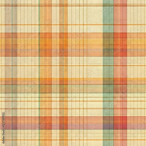 A pastel plaid grunge background with faded, rough textures, Ai Generated