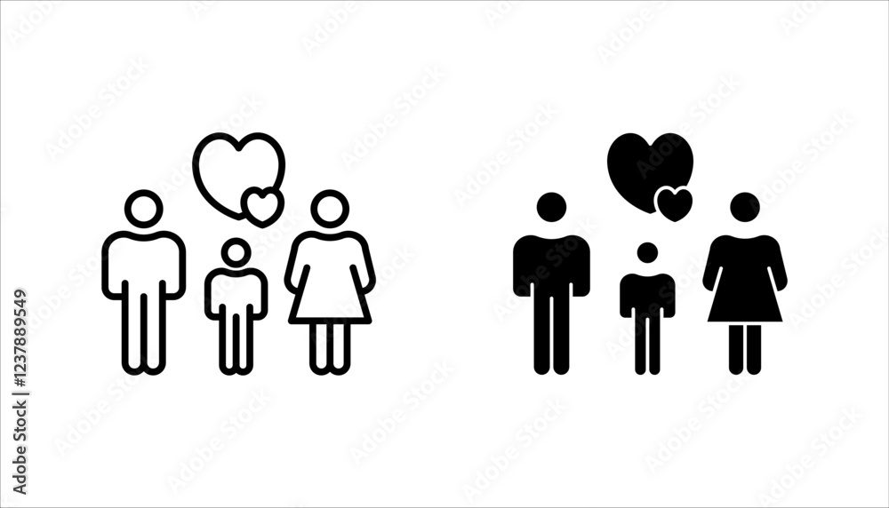 Family icon set, on white background. Family icon set, on white background.