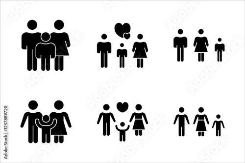 Family icon set, on white background.