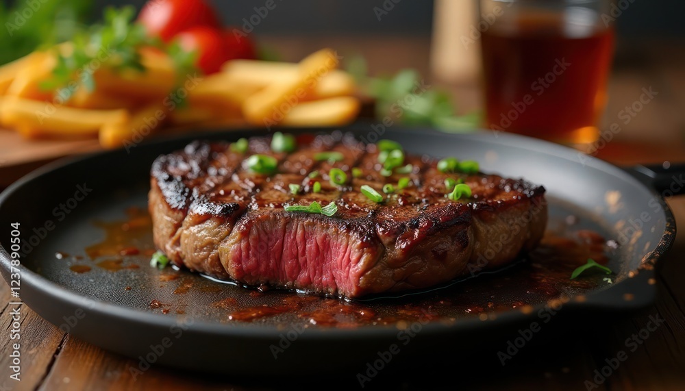 Juicy Grilled Steak with French Fries Juicy Grilled Steak with French Fries