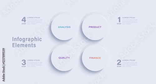 Neumorphism white marketing and financial infographics design template