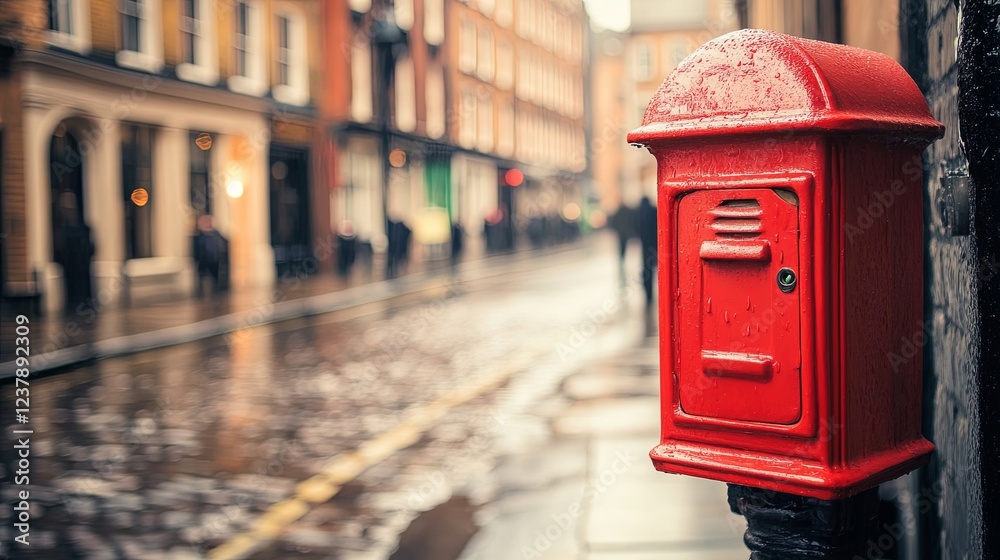 Close-up of a Historic Red Mailbox on a British Street, Blurred Background of Victorian Buildings and Cobblestone Road, Emphasizing Vintage Charm
Close-up of a Historic Red Mailbox on a British Street, Blurred Background of Victorian Buildings and Cobblestone Road, Emphasizing Vintage Charm