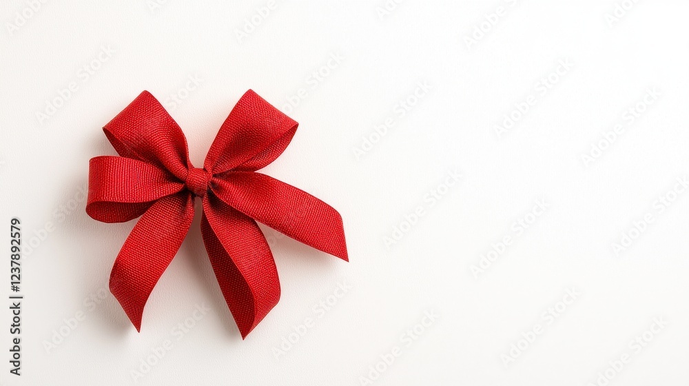 Red Glitter Bow on White Background A Festive Minimalist Design Red Glitter Bow on White Background A Festive Minimalist Design