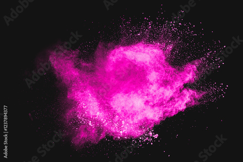 Pink cloud of powdery substance is floating in the air. The image has a dream...