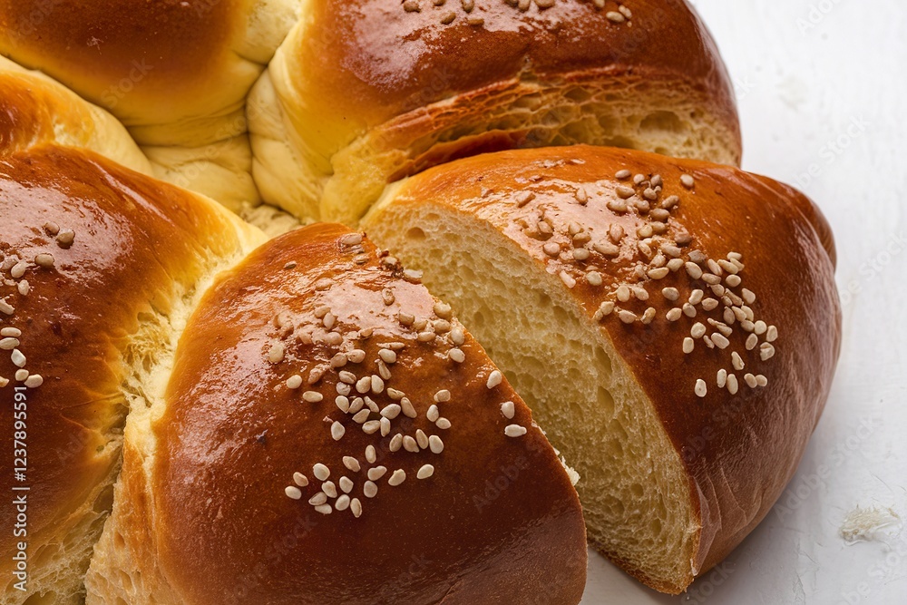 a close-up shot of a golden brown baked brioche bread a close-up shot of a golden brown baked brioche bread