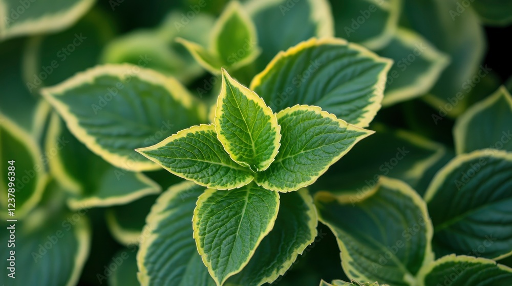 Close-up of green leaves, blurred background, macro photography, natural lighting Close-up of green leaves, blurred background, macro photography, natural lighting