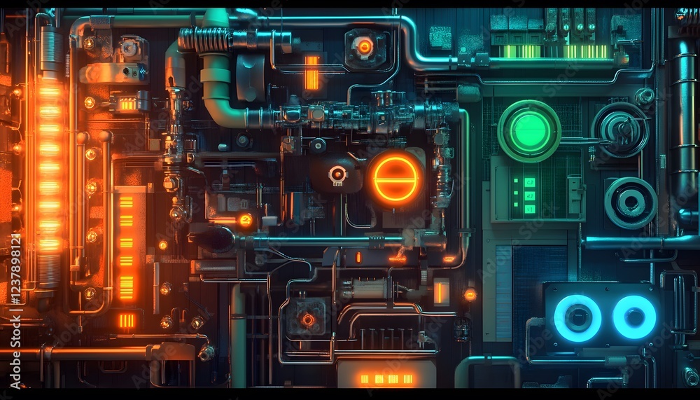 Futuristic Industrial Panel Complex System Design Futuristic Industrial Panel Complex System Design
