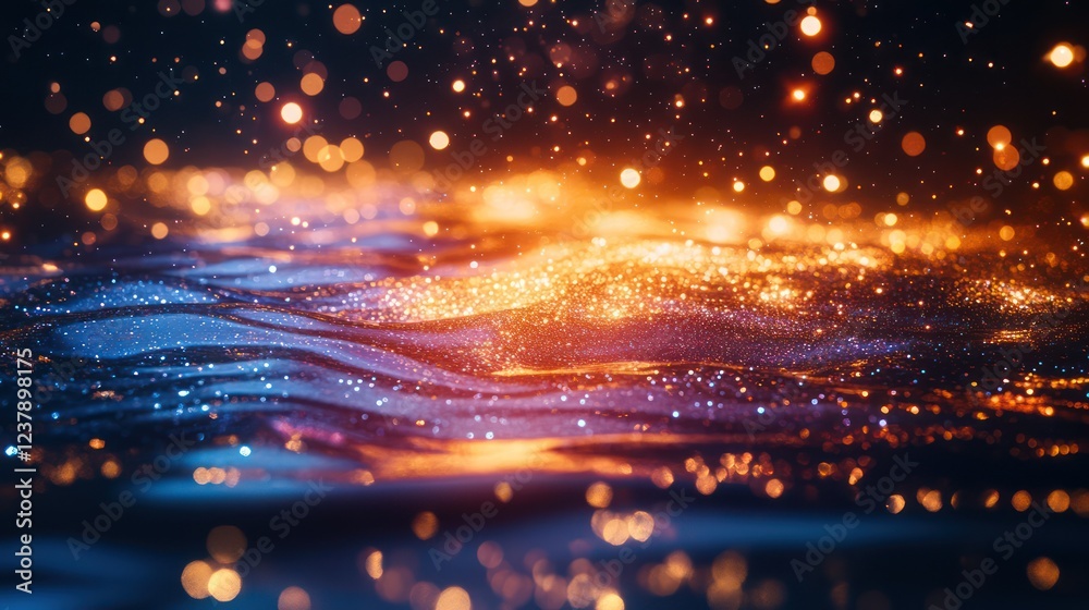 Fototapeta premium Enchanted Glitter Water: A Night of Sparkling Waves