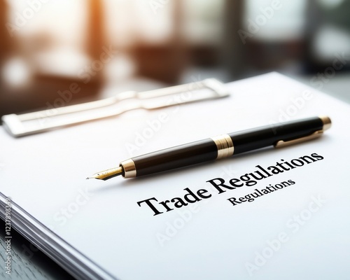 Wallpaper Mural trade expense regulation concept Document titled "Trade Regulations" with a pen resting on it. Torontodigital.ca