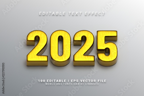 Luxury Gold 2025 3D Style Text Effect Design