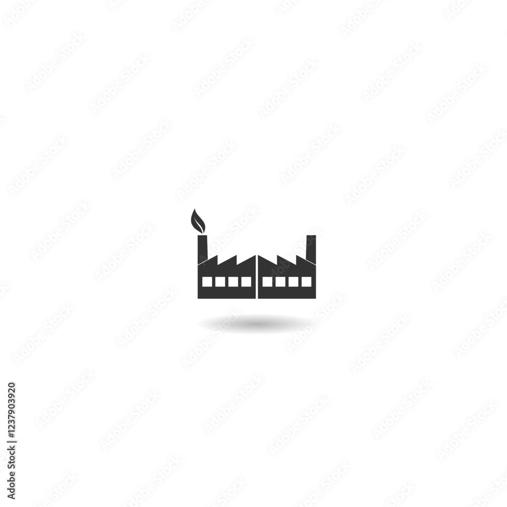 Naklejka premium Green factory icon with shadow