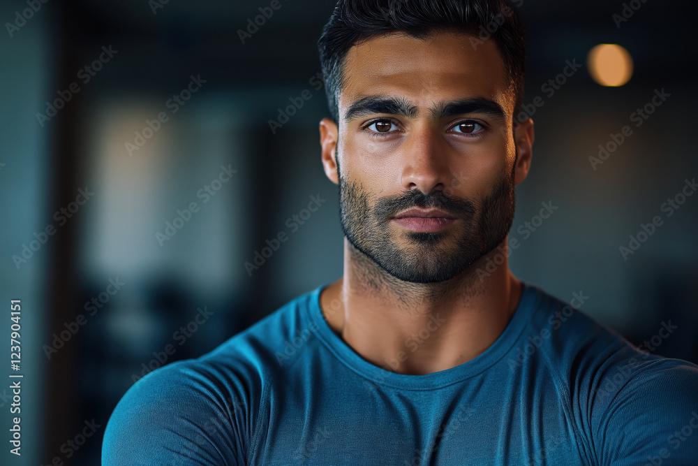 Portrait of a young Caucasian man with a contemplative expression in low light Portrait of a young Caucasian man with a contemplative expression in low light
