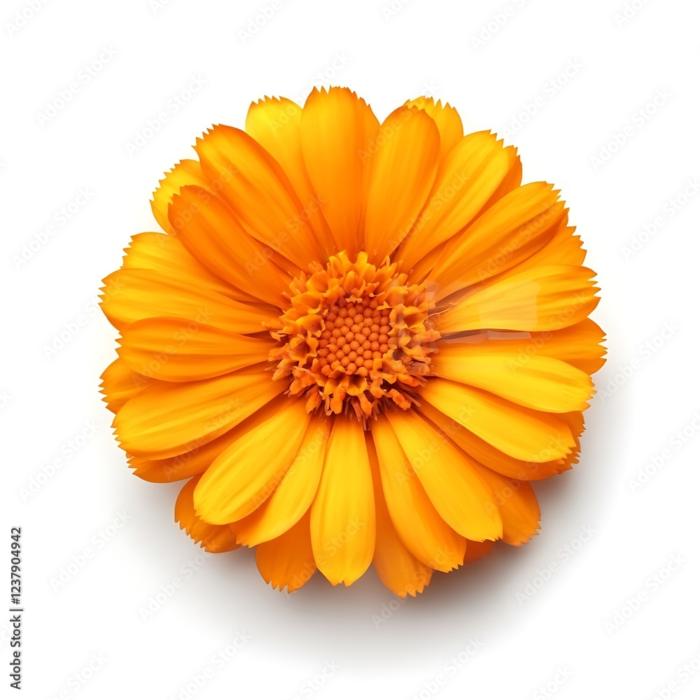 Vibrant Calendula Flower on White Background Vibrant Calendula Flower on White Background