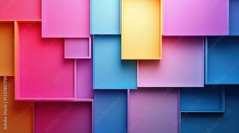 Obraz premium Vibrant Colorful Abstract Square Pattern: A Digital Art Piece