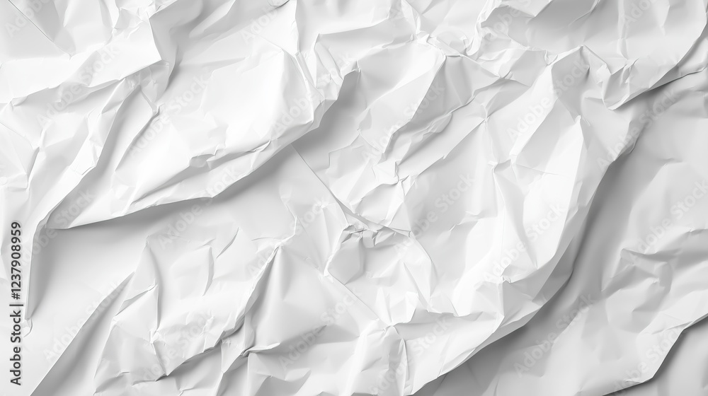 Obraz premium Crumpled paper texture, studio shot, white background