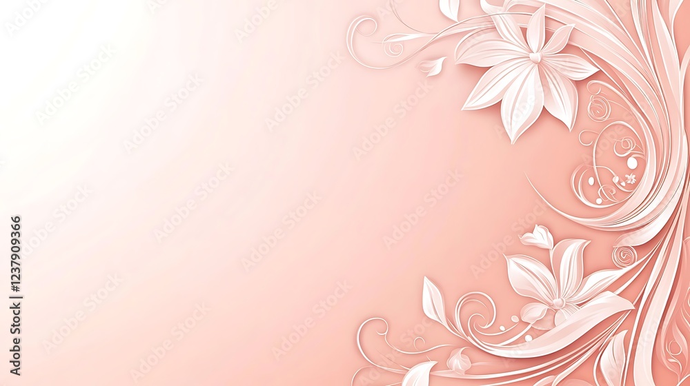 Elegant Peach Background With White Floral Design Elegant Peach Background With White Floral Design