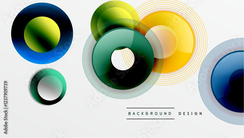 Abstract composition of overlapping circles with smooth gradients and transparency effects. Clean and modern design emphasizing depth, symmetry, and a minimal aesthetic