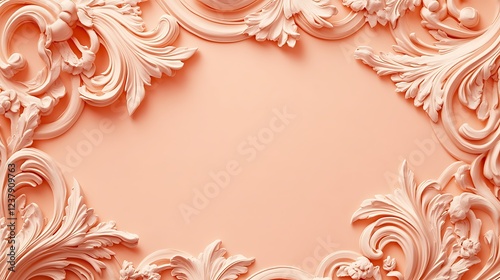 Wallpaper Mural Elegant Peach Ornate Frame Design Decorative Molding Torontodigital.ca