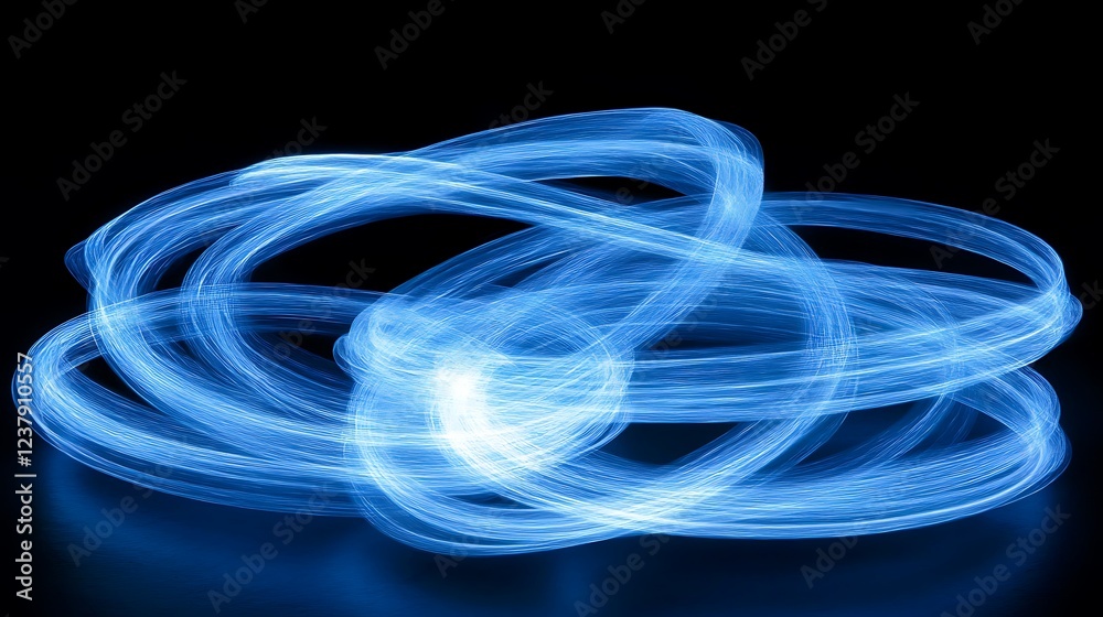 Abstract Blue Light Trails Creating Swirling Patterns Abstract Blue Light Trails Creating Swirling Patterns