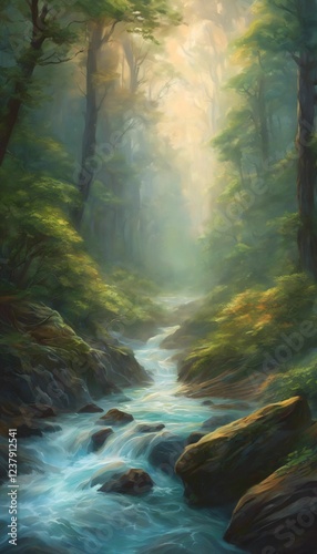 Wallpaper Mural Serene Forest Stream Torontodigital.ca
