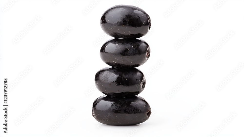 Realistic raw black olives stack. Isolated vector 3d ripe fruits of olive tree with glossy skin. Food product for vegetable oil, cooking ingredients, spa cosmetics or mediterranean cuisine condiments Realistic raw black olives stack. Isolated vector 3d ripe fruits of olive tree with glossy skin. Food product for vegetable oil, cooking ingredients, spa cosmetics or mediterranean cuisine condiments