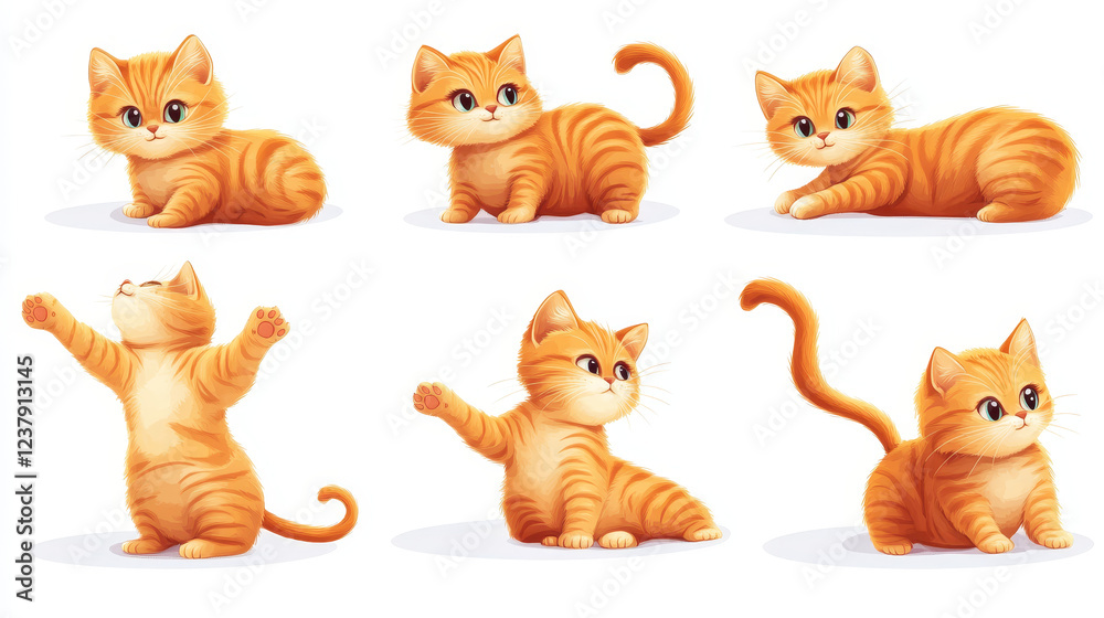 Funny domestic cats and kittens isolated on white. Vector version also available Funny domestic cats and kittens isolated on white. Vector version also available