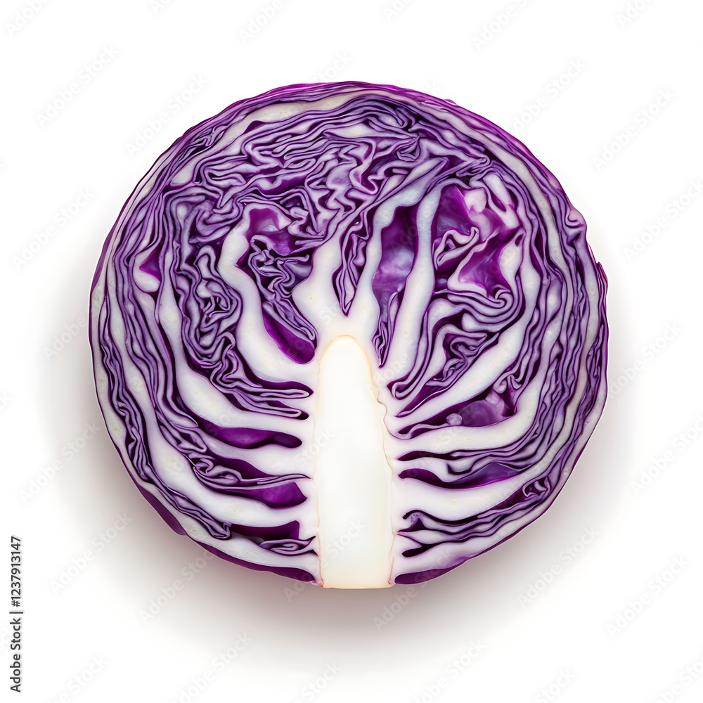 Fototapeta premium Fresh Slice Red Cabbage Vegetable Isolated on Firm Background