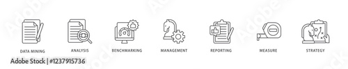 Business failure icon set flow process which consists of poor management, crisis, warning, revaluation and liquidation icon live stroke and easy to edit .