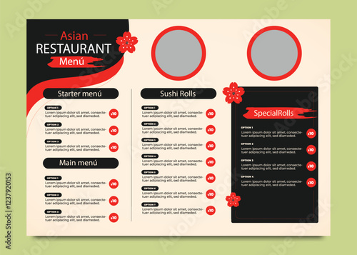 Modern fast food menu design template for restaurant and café on dark chalkboard. food trifold menu brochure