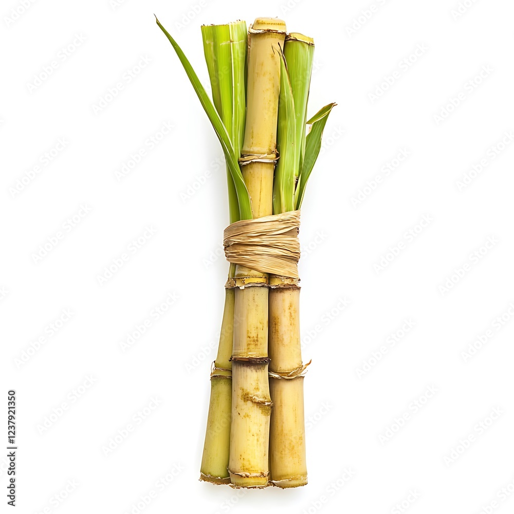 Fototapeta premium Fresh Sugar Cane on White Background for Agriculture Concepts