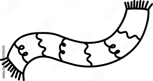 Scarf autumn doodle line art outline vector