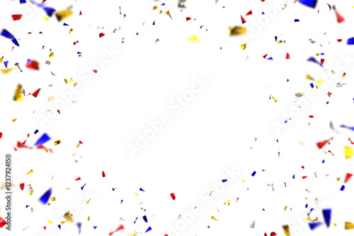 3D Dynamic colorful & metallic confetti background.