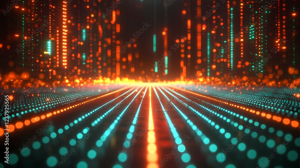 Dynamic Light Display Digital Environment Abstract Art Futuristic Setting Wide Angle Technology Concept Dynamic Light Display Digital Environment Abstract Art Futuristic Setting Wide Angle Technology Concept