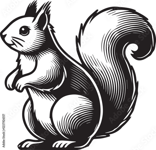 Squirrel vector in black and white