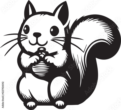 Squirrel vector in black and white